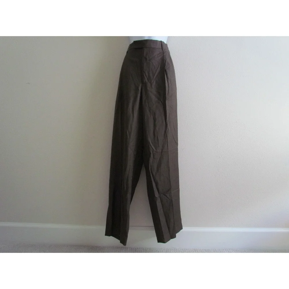 Perry Ellis Portfolio Dress Pants 40x32 Brown Pleated Wide Leg Trousers